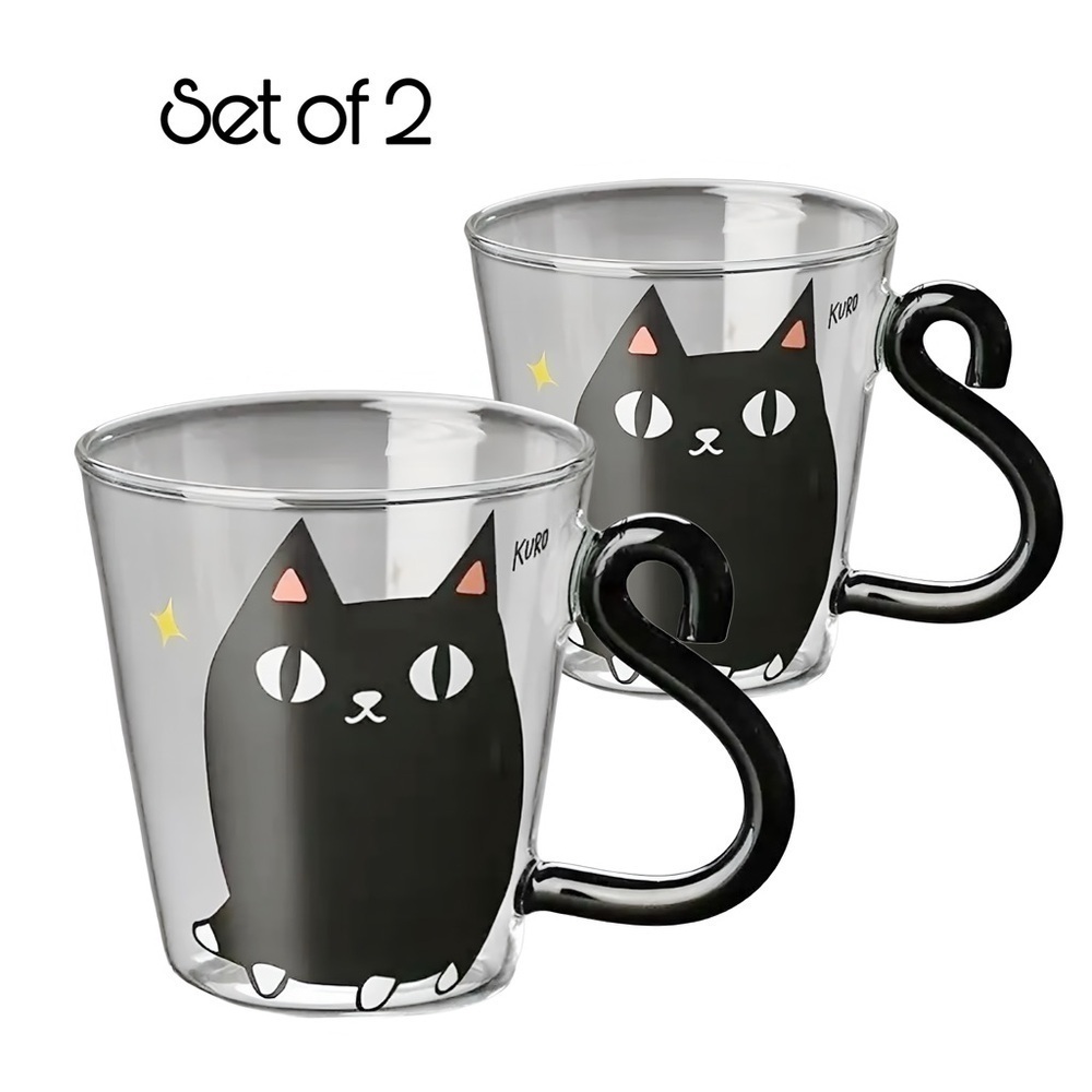 Black Cat Glasses 6oz Set of 2